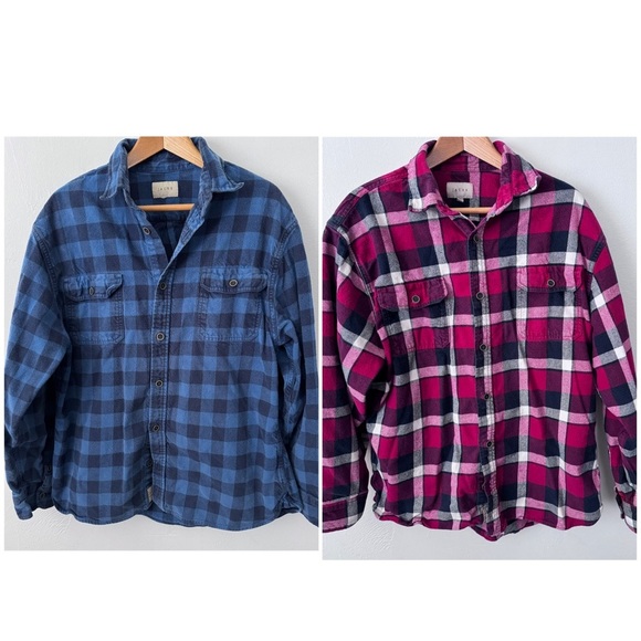 Jachs mens bundle of two XL button down flannels blue and red - Picture 1 of 10